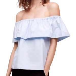 Wilfred Light Blue Off Shoulder Puff Blouse Sz S